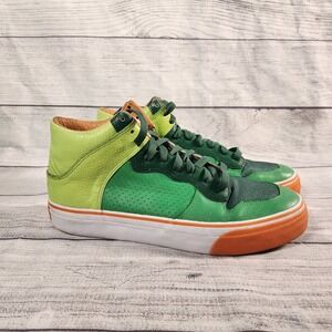 Alife Men's 10 High Top Sneakers Green Multi Leather Perforated Streetwear Shoes
